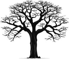 Silhouette of a Bare Tree Against a White Background vector