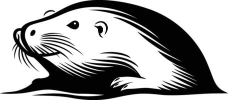 A striking black and white illustration of an otter, perfect for branding, apparel designs, and nature themed projects vector