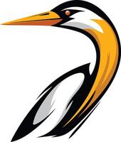 A bold and dynamic illustration of a heron's head in a stylized, graphic style vector