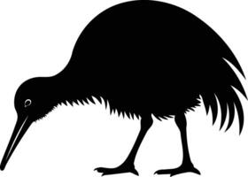 A simple silhouette of a kiwi bird in a foraging position vector
