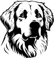 A striking black and white illustration of a golden retriever's head, perfect for pet related projects, logos, and designs vector