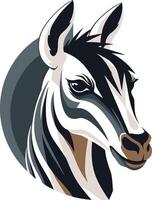Bold and stylish zebra head illustration, perfect for branding, logos, and apparel designs vector