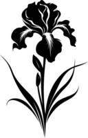 Elegant silhouette of an iris flower in bloom, perfect for adding a touch of nature to designs vector