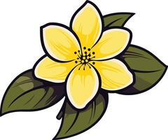 A vibrant yellow flower with green leaves, perfect for adding a touch of nature to your designs vector