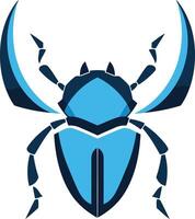 Geometric abstract design of a blue beetle with black accents vector
