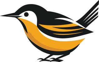 A simple, stylized illustration of a yellow and black bird, perfect for logo design, branding, or nature themed projects vector
