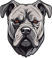 A powerful and intense portrait of a brindle bulldog, perfect for designs that require a strong, confident, and maybe even a bit menacing presence vector