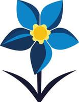 Simple, stylized blue flower with a yellow center, perfect for adding a touch of nature to your designs vector