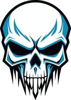 A fierce, stylized skull with a blue accent vector