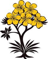 Elegant silhouette of a flowering tree with yellow blooms vector