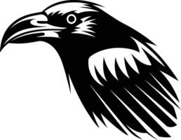 Black and white element illustration of a raven's head in profile, ideal for logo, tattoo, or graphic design vector