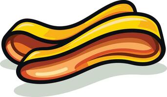 Cartoon illustration of a single strip of bacon with a golden glow vector