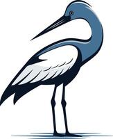 A minimalist illustration of a blue heron, perfect for branding, logos, and nature themed designs vector