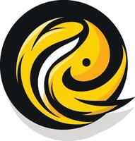 Abstract logo design with a swirling, dynamic shape in yellow and black vector