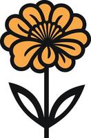 Simple and stylish element illustration of a stylized orange flower with black outline vector