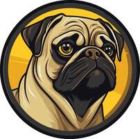 A cute and friendly pug face in a cartoon style, perfect for pet related products, social media graphics, and apparel designs vector