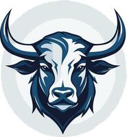 A powerful bull head logo design, featuring a strong and determined expression vector