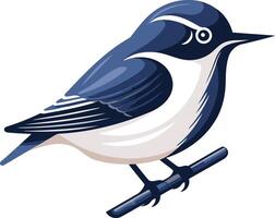 A stylized illustration of a bluebird perched on a branch, perfect for branding, patterns, or nature themed designs vector