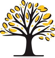 Simple, stylized tree with yellow leaves vector
