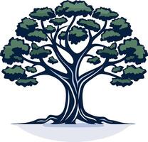 A stylized, element illustration of a large tree with thick, intertwining branches vector