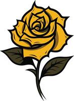 A classic, cartoon style yellow rose with a bold outline, perfect for adding a touch of vintage charm to your designs vector