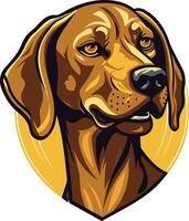 A friendly, cartoon style illustration of a brown hunting dog vector
