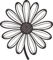 Simple, elegant line drawing of a daisy flower vector