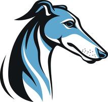 Stylized greyhound head in blue and black, perfect for logo design, branding, and pet related projects vector