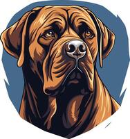 A close up portrait of a majestic mastiff, rendered in a bold and detailed style vector
