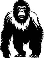 A striking silhouette of a gorilla, standing tall and proud vector