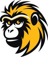 Bold and striking, this mascot logo features a stylized monkey with fierce eyes and a determined expression vector