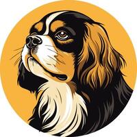 A charming illustration of a cavalier king charles spaniel, depicted in a vibrant, colorful style vector