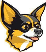 A friendly, cartoon style chihuahua mascot with big eyes and a playful smile, perfect for branding or marketing related to pets, dog products, or businesses with a playful, energetic vibe vector