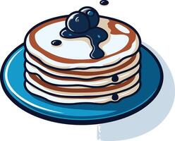 A delicious stack of pancakes topped with blueberries and syrup, perfect for breakfast or brunch vector
