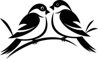 Two Birds Perched on a Branch, a Romantic Symbol vector