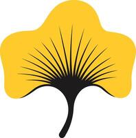 Simple and elegant ginkgo leaf illustration in yellow and black vector