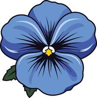 A vibrant blue pansy with a yellow center, perfect for adding a touch of nature to your designs vector