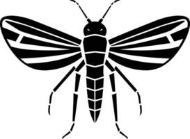Geometric black and white illustration of a moth with striking wing patterns vector