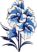 Elegant blue and white floral design, perfect for adding a touch of nature to your projects vector