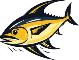 A bold, cartoonish illustration of a yellowfin tuna, perfect for branding and design projects vector