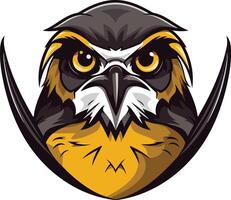 Intense and powerful owl mascot logo with sharp detail vector