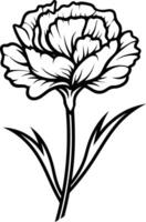 Simple black and white line drawing of a carnation flower vector