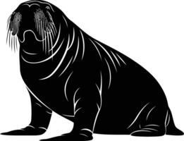 Black and white silhouette of a walrus, perfect for designs and illustrations vector