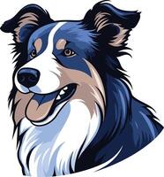 A friendly cartoon border collie with blue and white fur, looking to the side with a playful smile vector