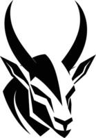 Stylized black and white illustration of a goat's head, perfect for logo design, branding, or as a graphic element for websites and social media vector