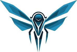 Abstract futuristic logo with a geometric design resembling an insect with wings spread vector