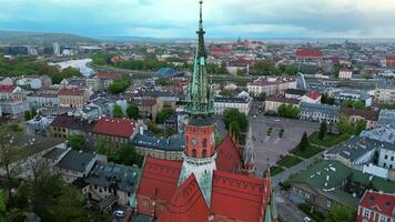 Aerial panorama of Podgorze district in Krakow with view of Royal Wawel Castle video