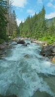Flight over a mountain river. Shot on FPV drone. Tatra Mountains, Slovakia. video