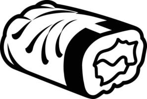 A simple, black and white illustration of a sushi roll vector