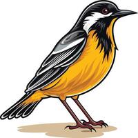 A bright and cheerful illustration of a yellow and black bird with a bold design vector